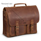 Front Pocket Leather Briefcase - Saddle Brown