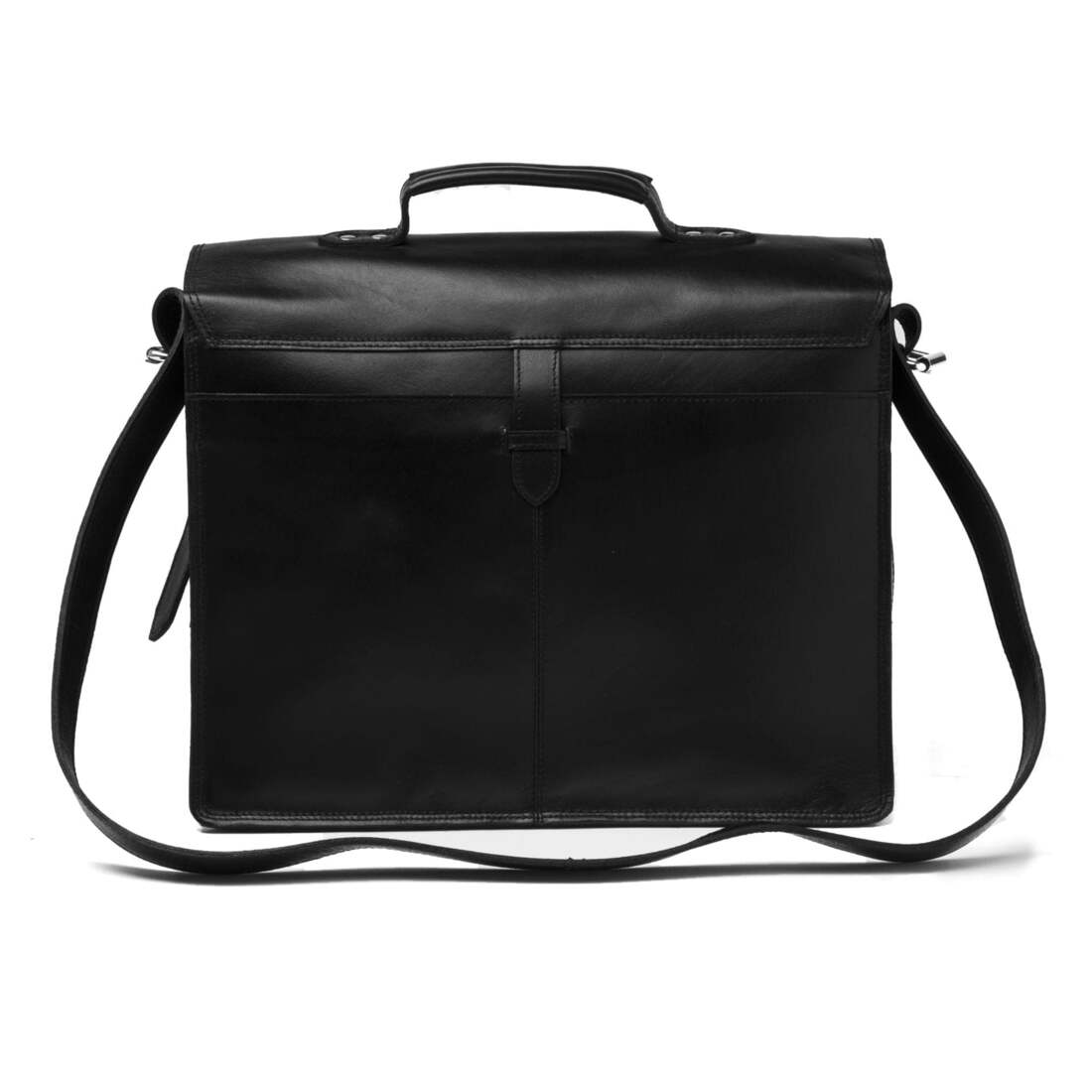 Front Pocket Leather Briefcase - Black