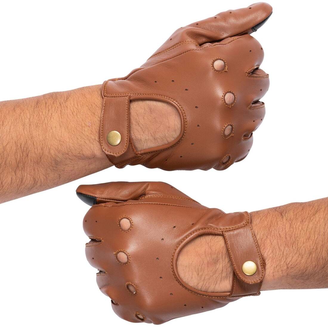 Leather Driving Gloves Men - Tan