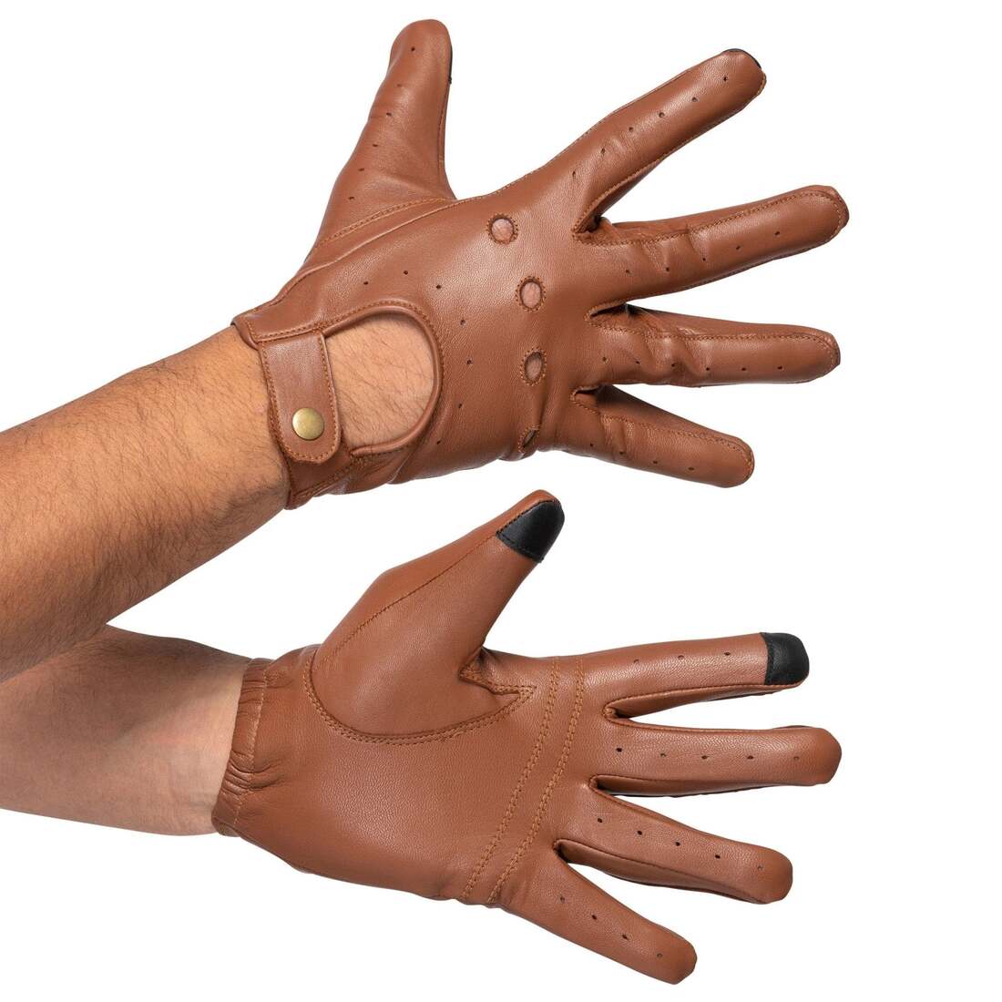 Leather Driving Gloves Men - Tan