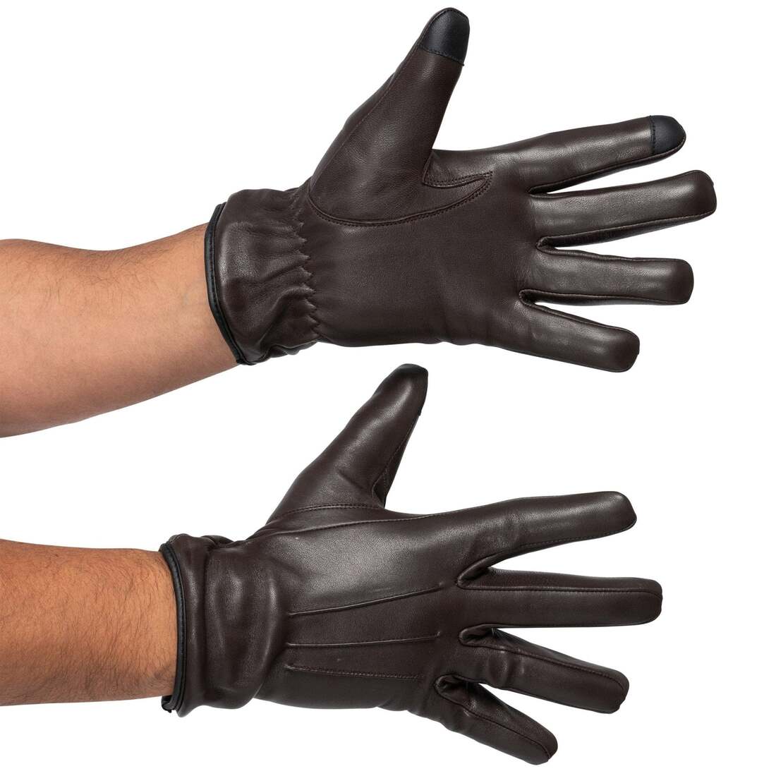Leather Gloves Men - Brown