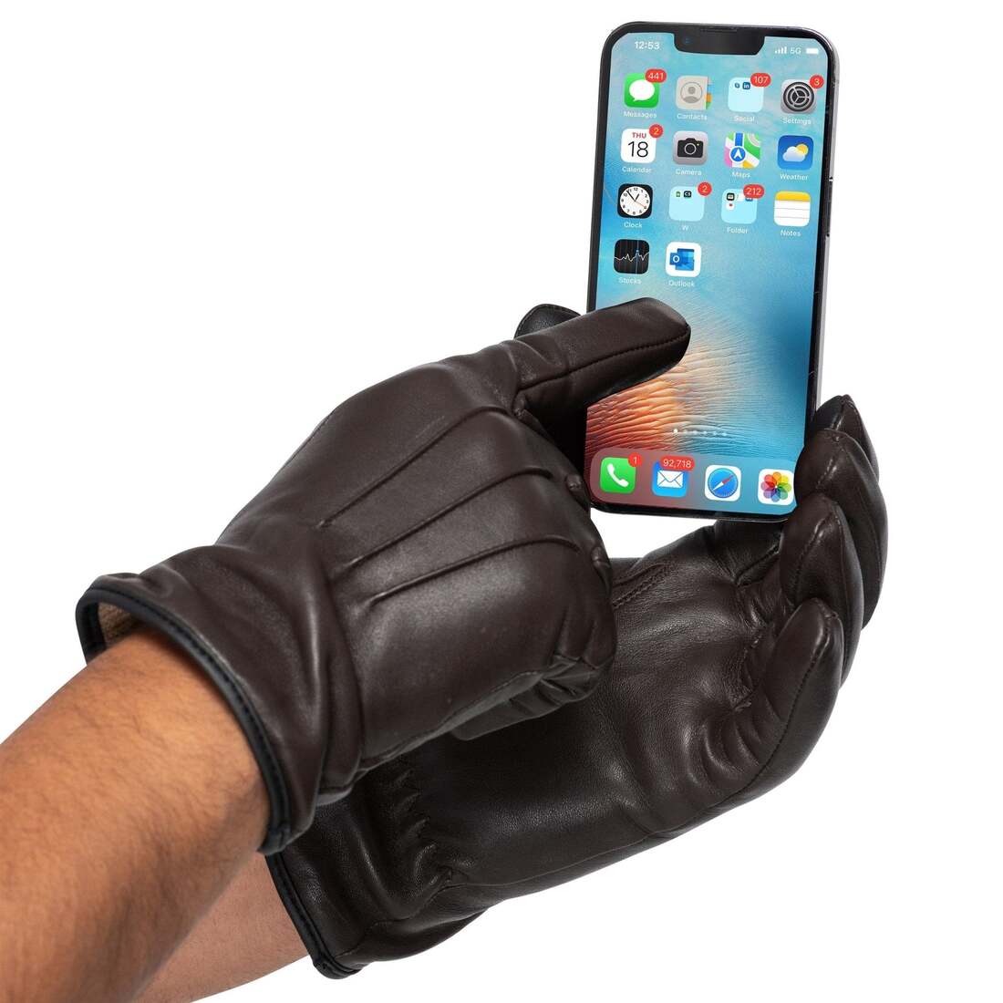 Leather Gloves Men - Brown