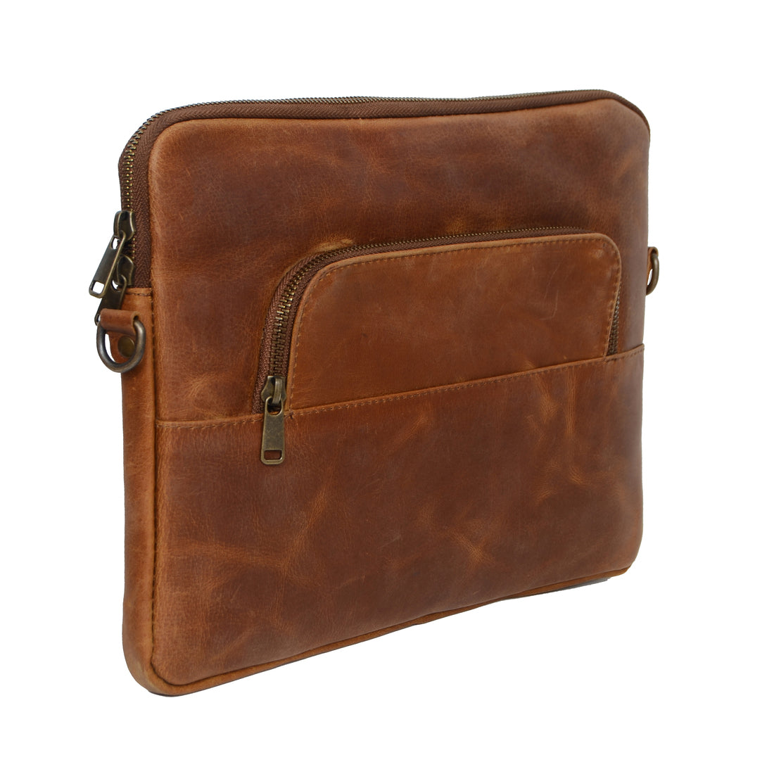 Tech Leather Laptop Sleeve - Saddle Brown