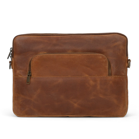 Tech Leather Laptop Sleeve - Saddle Brown