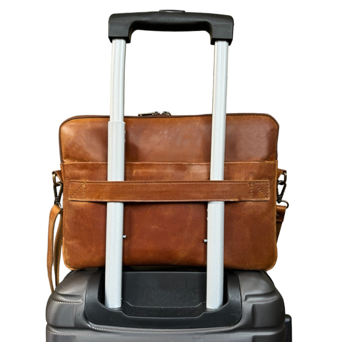 Tech Leather Laptop Sleeve - Saddle Brown