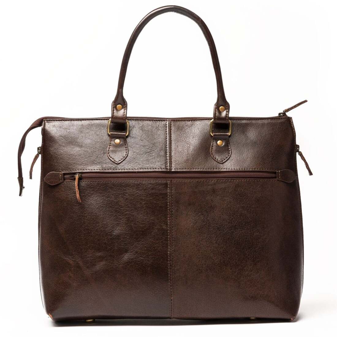Tech Leather Tote Bag - Antique Brown