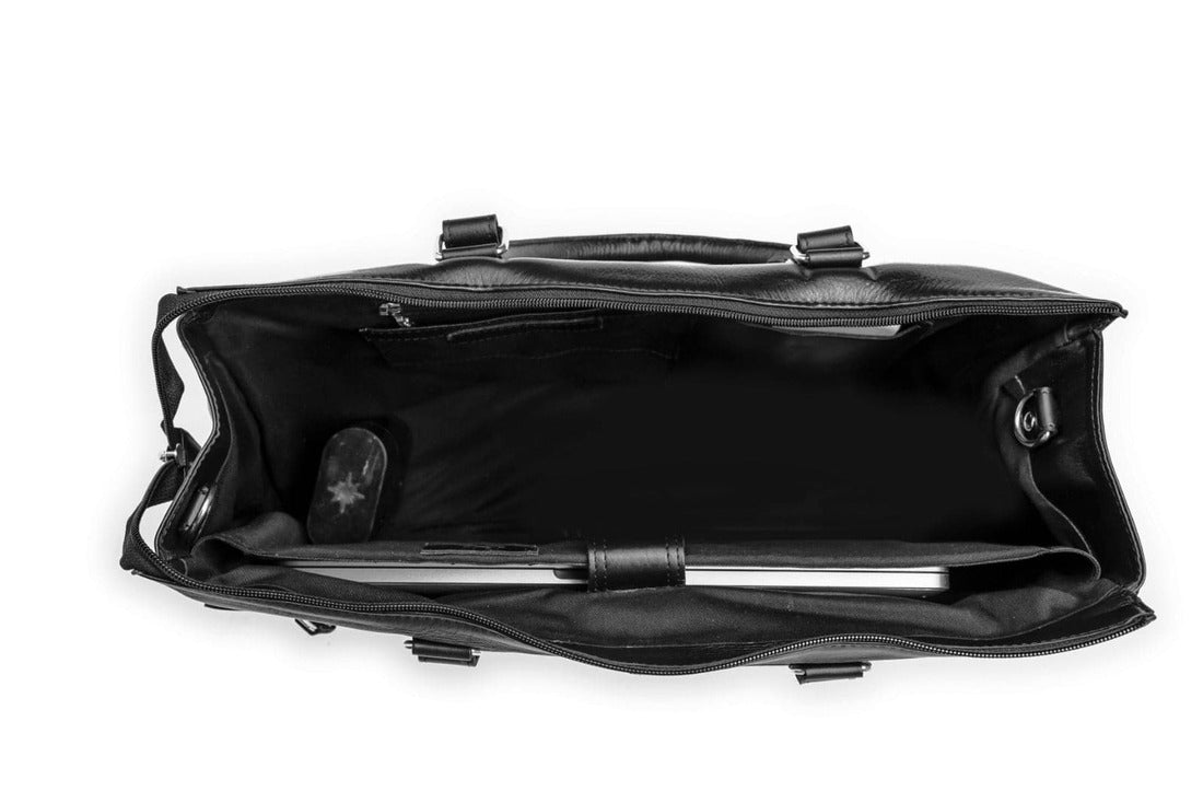 Tech Leather Tote Bag - Black