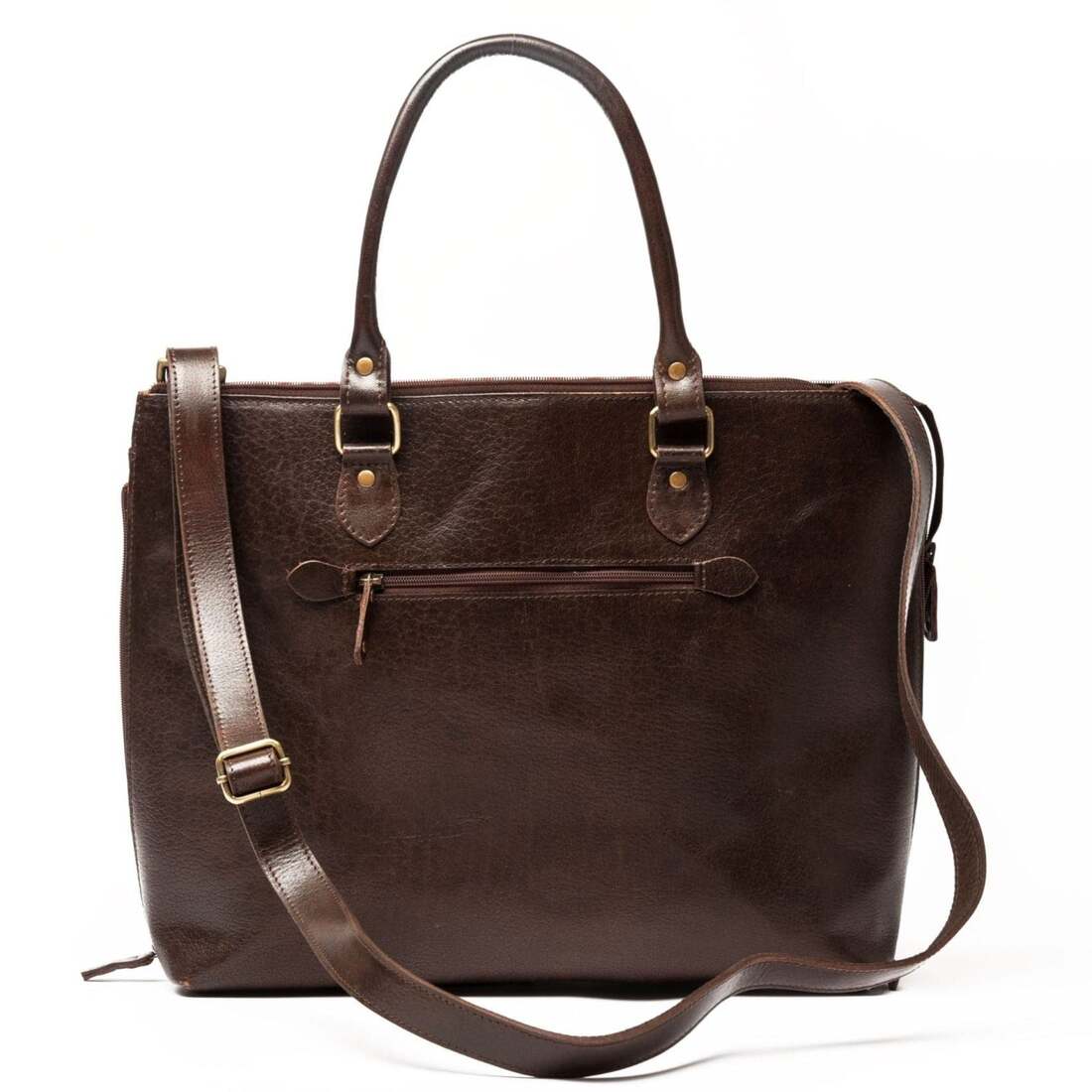 Tech Leather Tote Bag - Antique Brown