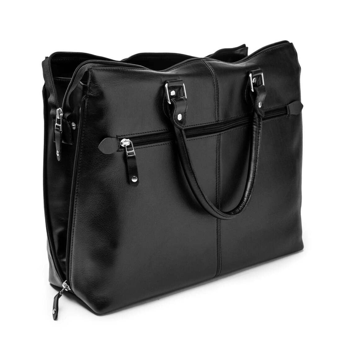 Tech Leather Tote Bag - Black