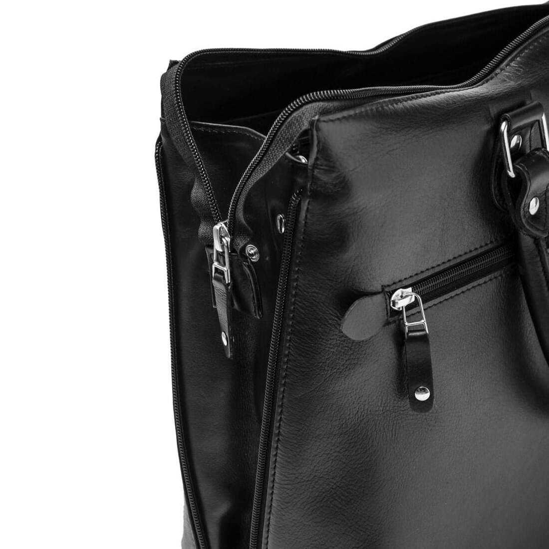 Tech Leather Tote Bag - Black