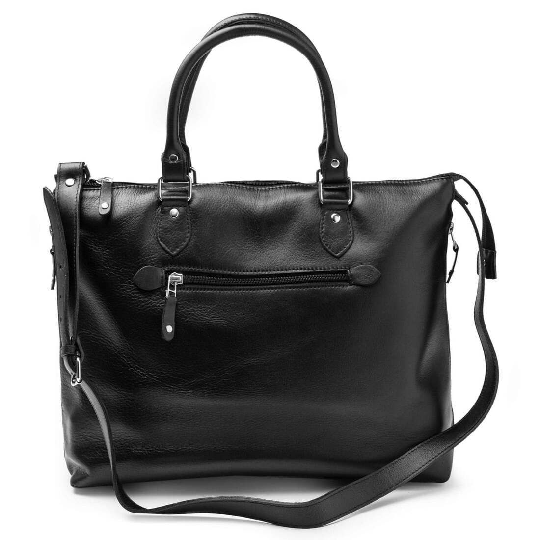 Tech Leather Tote Bag - Black
