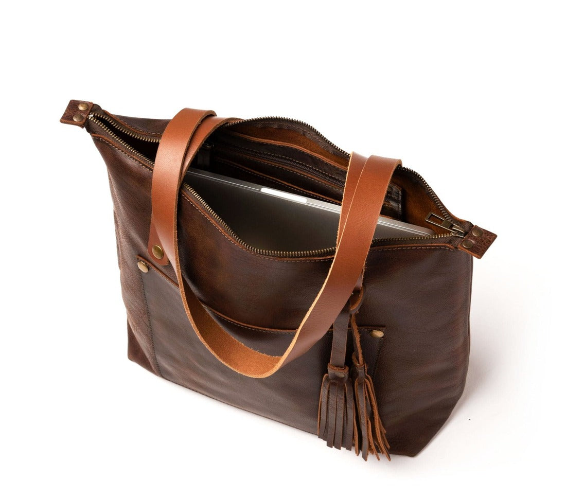 Leather Tote Bag - Coffee Brown