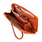 Leather Zip Around Wallet - Orange