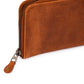 Leather Zip Around Wallet - Saddle Brown