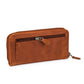 Leather Zip Around Wallet - Saddle Brown