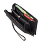Leather Zip Around Wallet - Black