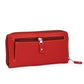 Leather Zip Around Wallet - Red