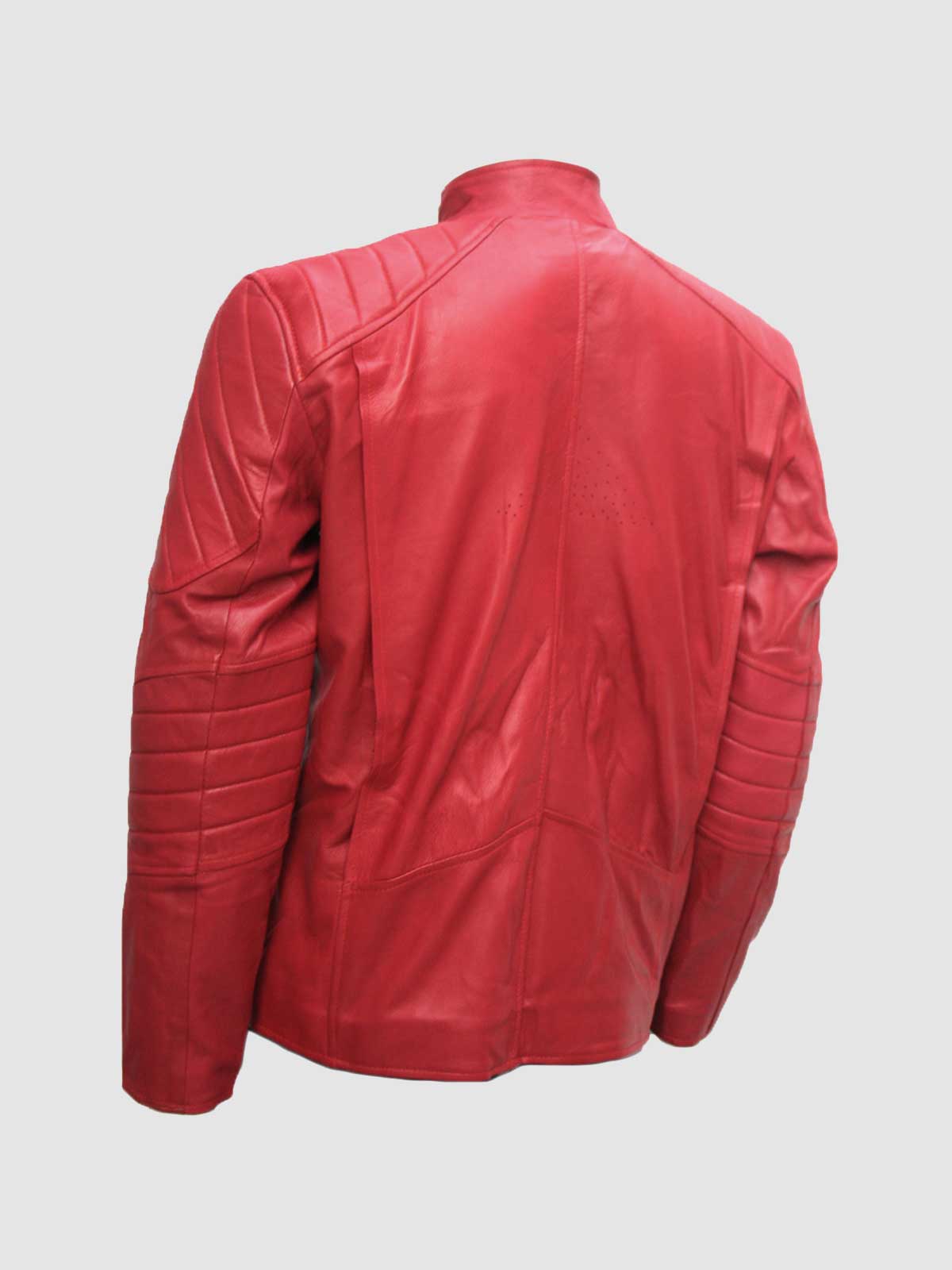 Light Red Leather Biker Jacket
