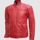 Light Red Leather Biker Jacket