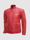 Light Red Leather Biker Jacket