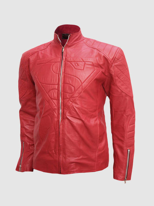 Light Red Leather Biker Jacket