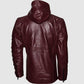 Maroon Leather Hoodie