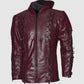 Maroon Leather Hoodie