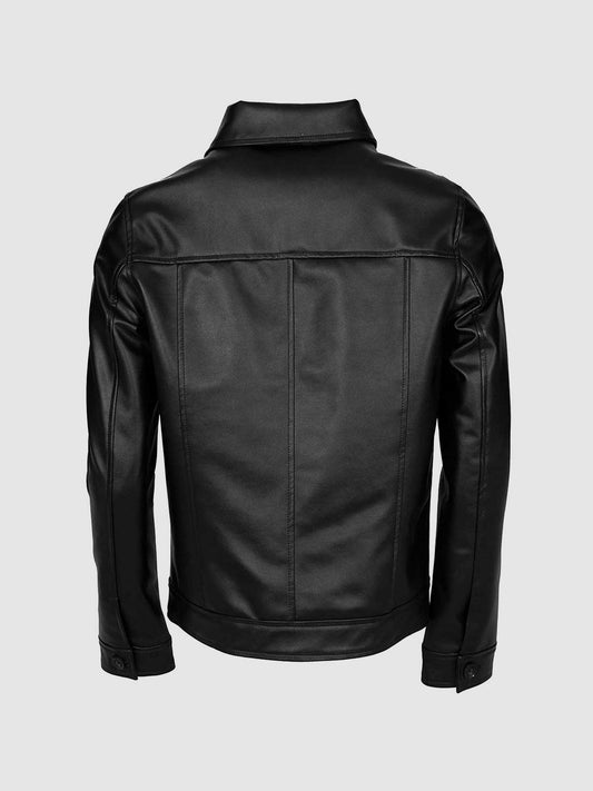Button Closure Leather Jacket