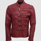 Maroon Leather Belted Jacket