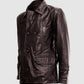 Brown Leather Reefer Jacket