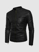 Small Collar Leather Jacket