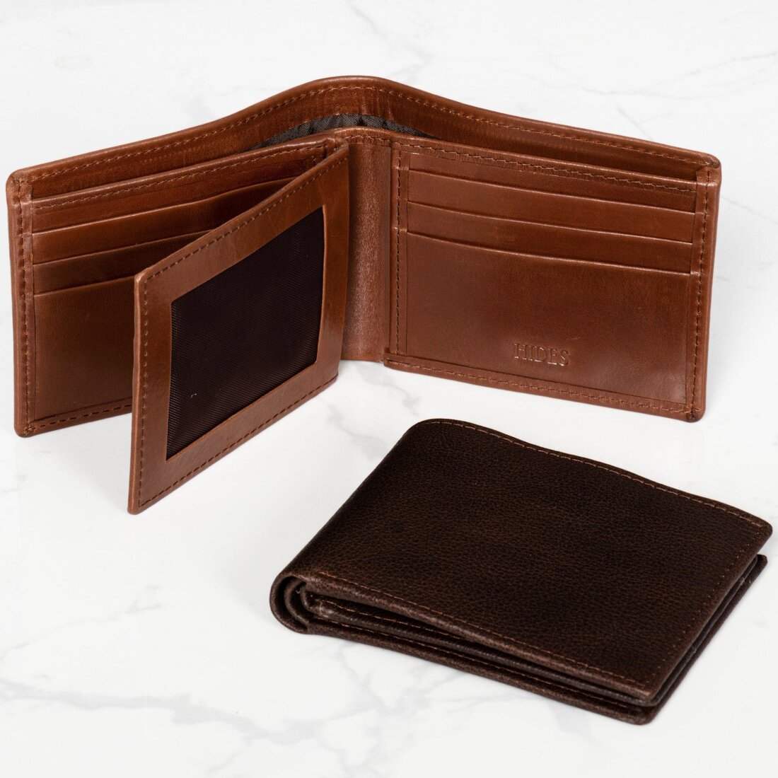 Mid Wing Leather Wallet - Dark Brown