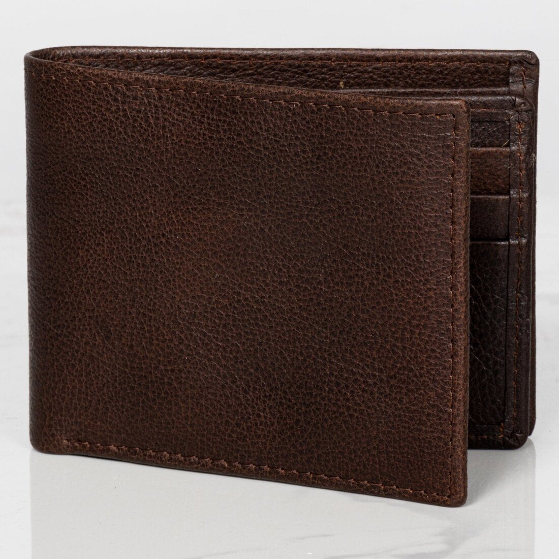 Mid Wing Leather Wallet - Dark Brown