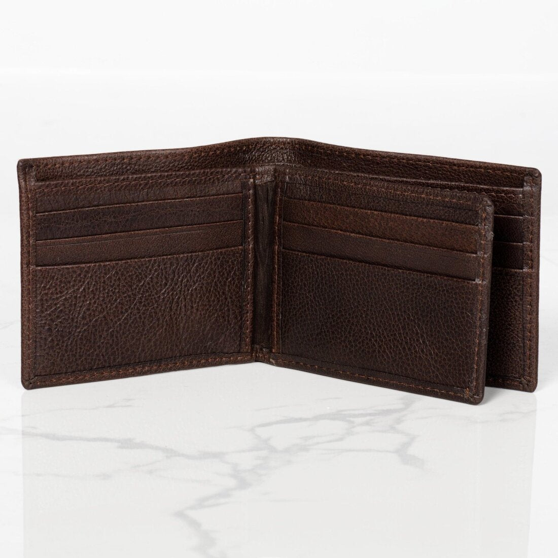 Mid Wing Leather Wallet - Dark Brown