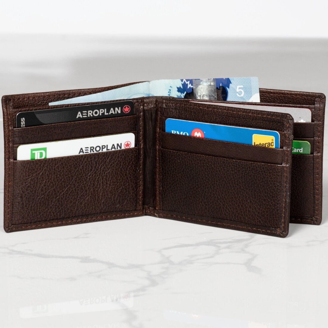 Mid Wing Leather Wallet - Dark Brown