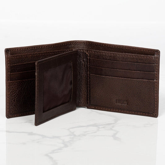 Mid Wing Leather Wallet - Dark Brown