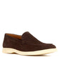 Casual men's moccasin in dark brown suede