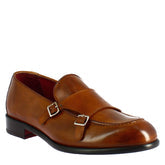Brown double buckle moccasin for men