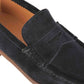 Handmade dark blue suede men's moccasin