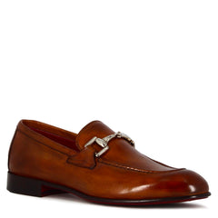 Classic moccasin with horsebit for men in brown leather