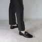 Men's black leather moccasin with horsebit