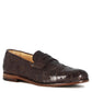 Men's elegant vintage dark brown loafer in woven leather