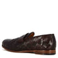 Men's elegant vintage dark brown loafer in woven leather
