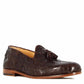 Men's loafers with tassels in dark brown woven leather