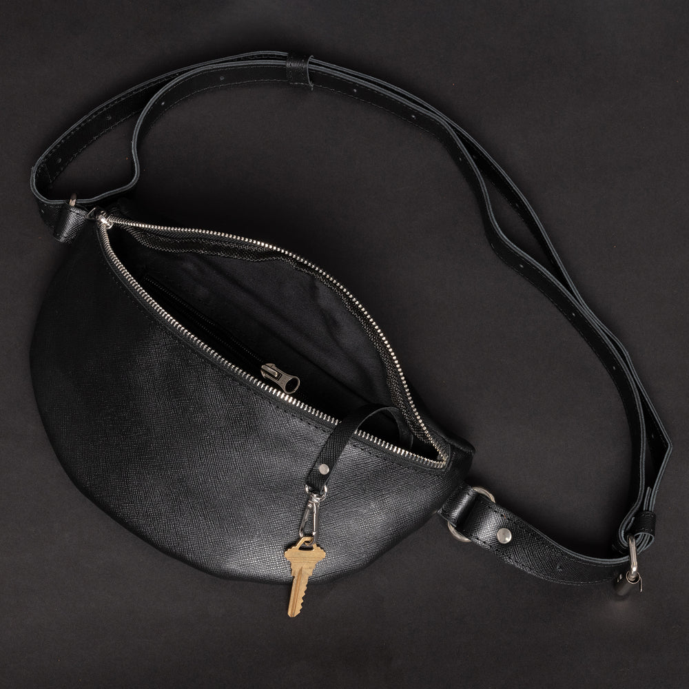Nexus Leather Belt Bag - Saffiano Black