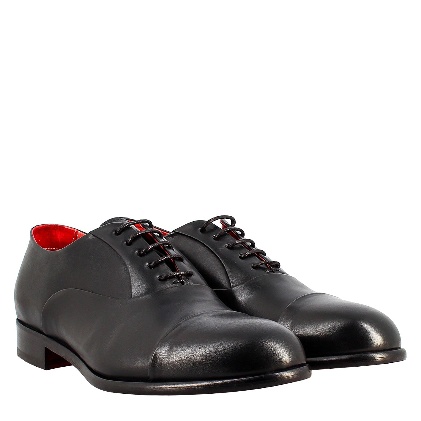 Men's elegant black oxford in leather and red lining