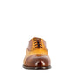 Elegant men's brown and yellow oxford in leather and red lining