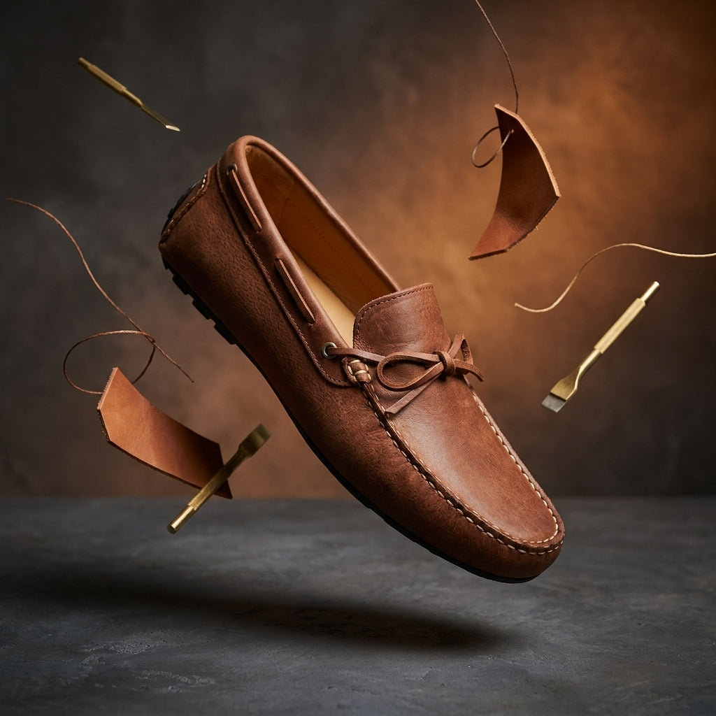 Men's Handmade Brown Leather Moccasins