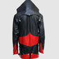 Black & Red Hood Leather Jacket