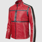 Red Leather Quilted Jacket